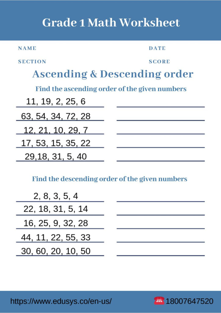 1st Grade Math Printable Worksheets