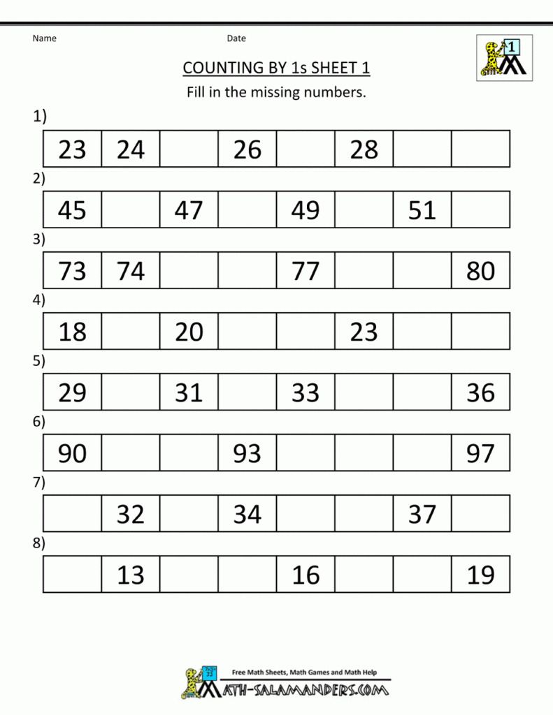 1st grade math worksheets counting by 1s to 100 1 gif 1000 1294 