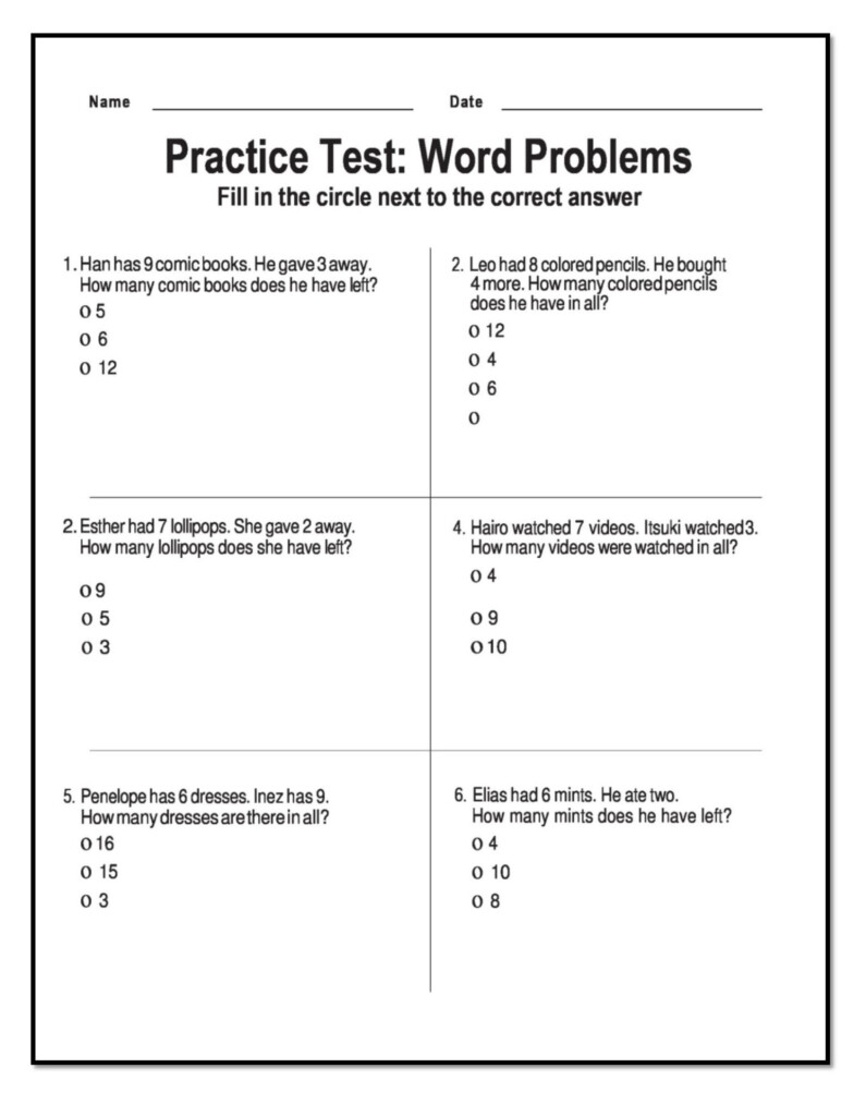 1St Grade Word Problems Worksheets Tomas Blog
