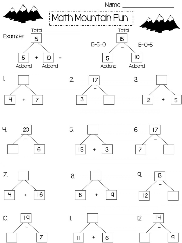 9 Blank Math Mountain Worksheet First Grade Math Worksheets 2nd 