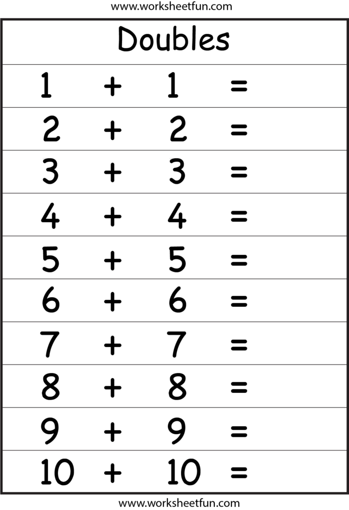 Addition Doubles Worksheet Math Fact Worksheets First Grade 