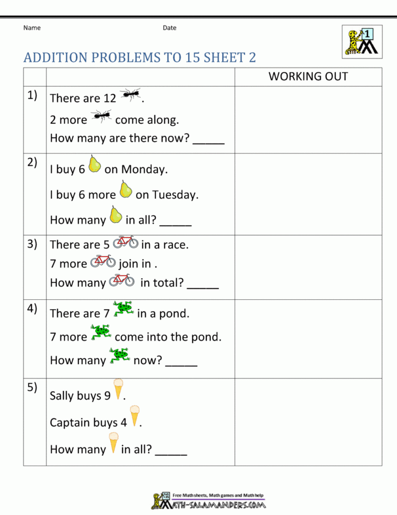 Addition Word Problems 1st Grade Worksheets Worksheet Hero