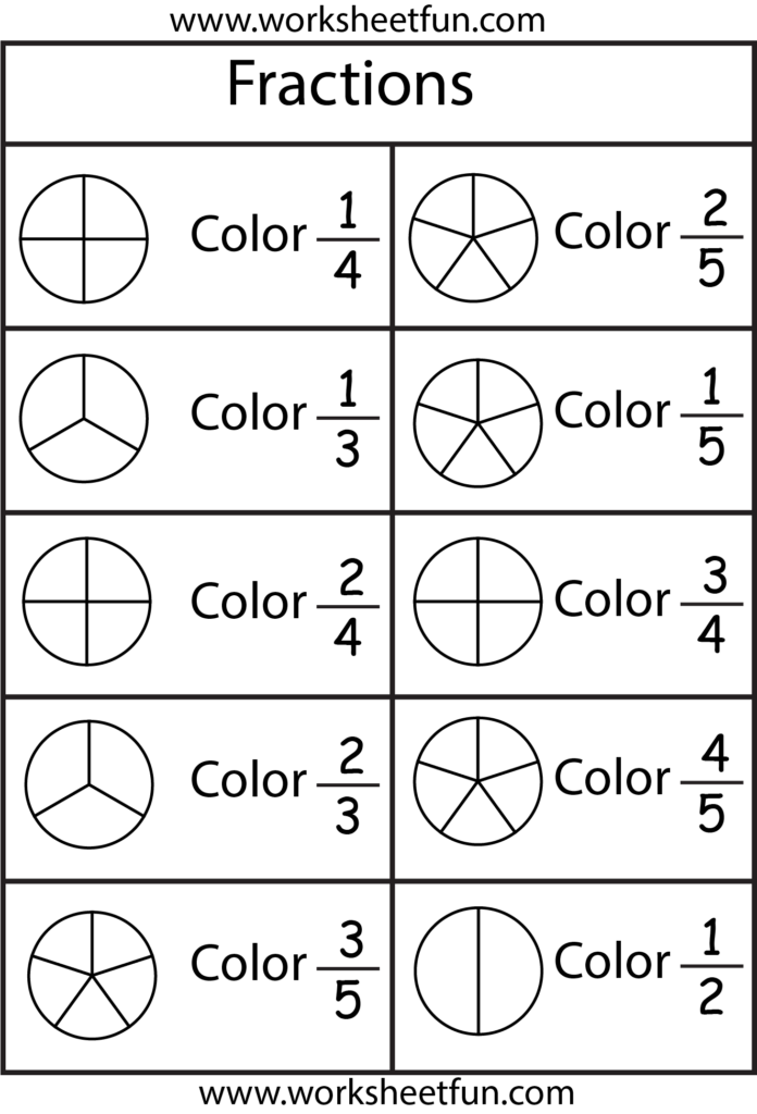 Color The Fraction 4 Worksheets 2nd Grade Math Worksheets 2nd 