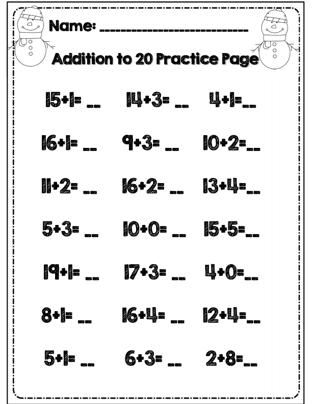 Common Core Addition Worksheets