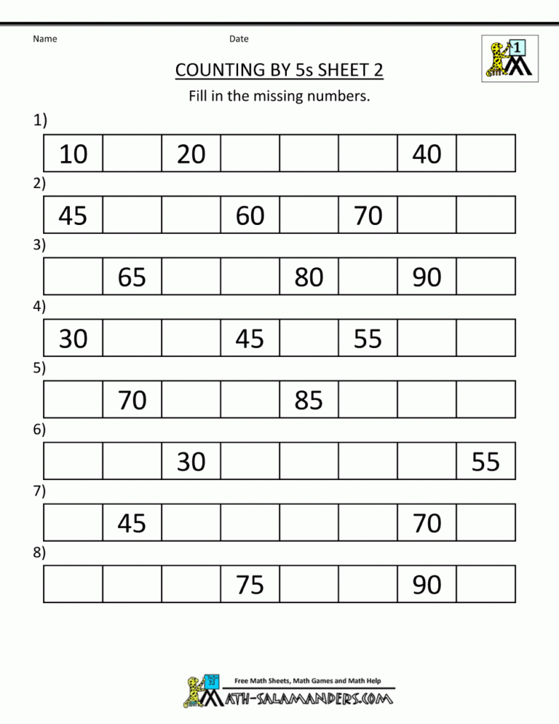 Counting In Fives Worksheet Chart Sheet Gallery