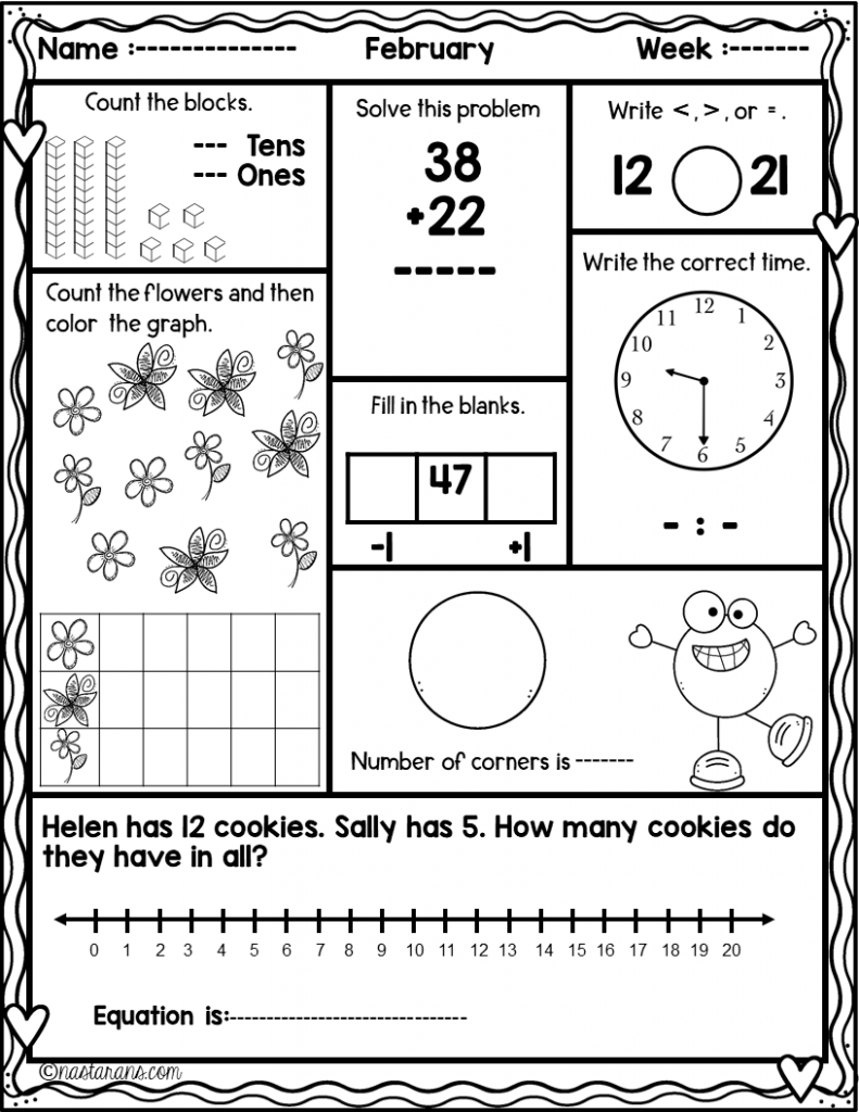 Daily Math Worksheets Spiral Review In February And A Freebie Math
