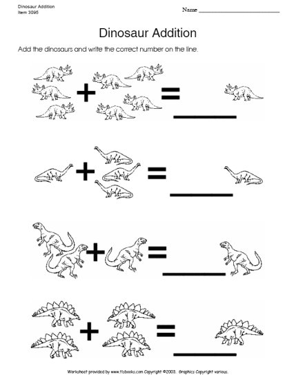 Dinosaur Addition Worksheets 99Worksheets