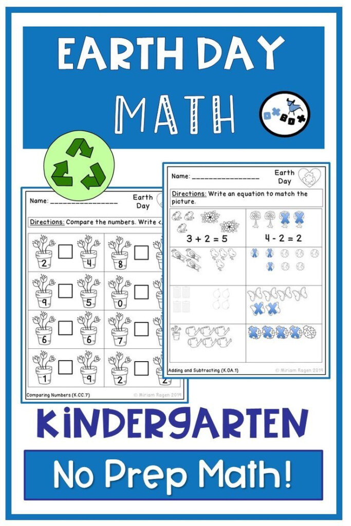 Earth Day Math Worksheets Kindergarten Common Core Aligned NO PREP 