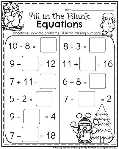 Fill In The Blank Addition And Subtraction Worksheets Brian 