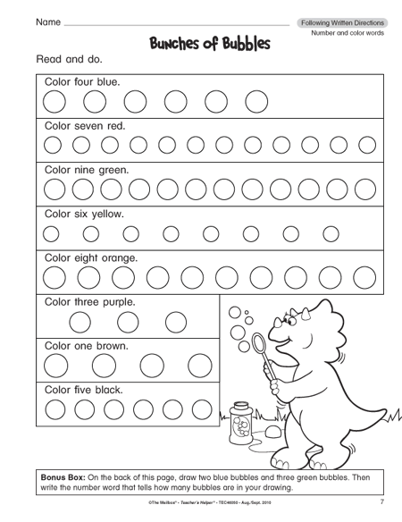 Following Directions Worksheets For Grade 1 Worksheets Master
