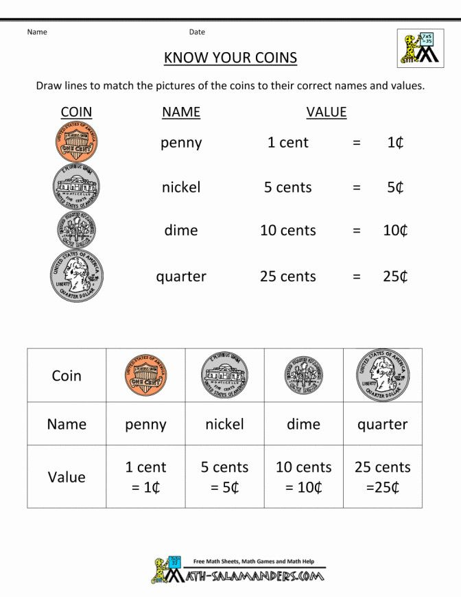 Free Math Money Worksheets 1st Grade Printable Know Your Coi Koogra