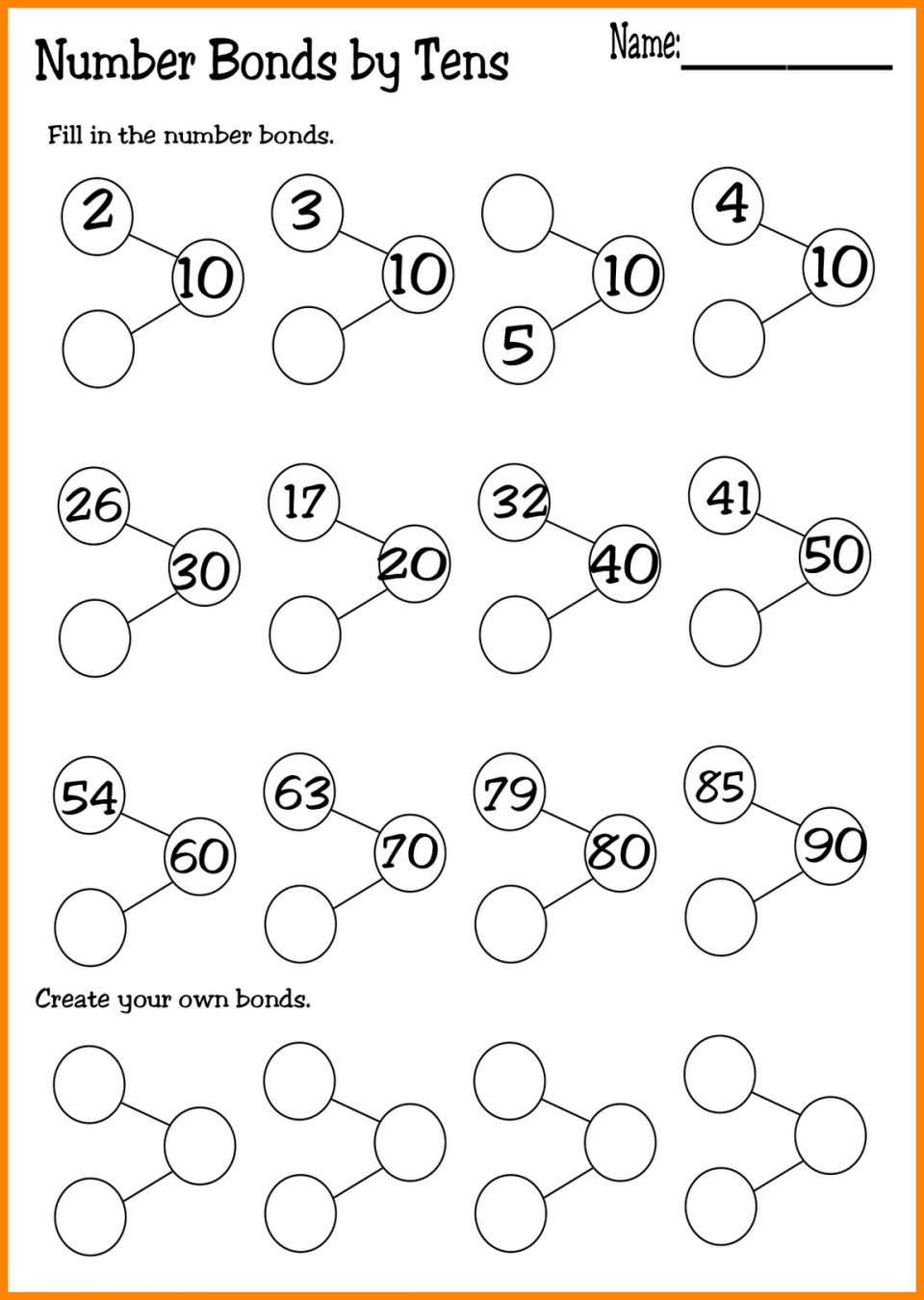 Free Number Bonds Worksheets Pictures Math Free Preschool Worksheet 