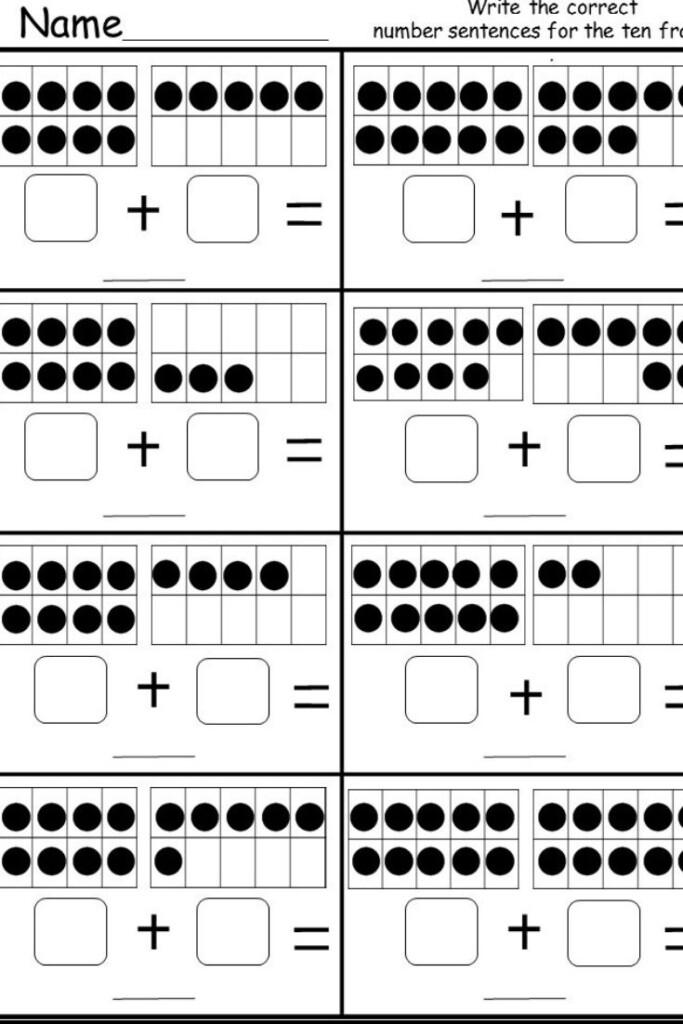 Free Ten Frame Addition Worksheet Kindergarten Math Worksheets Free 