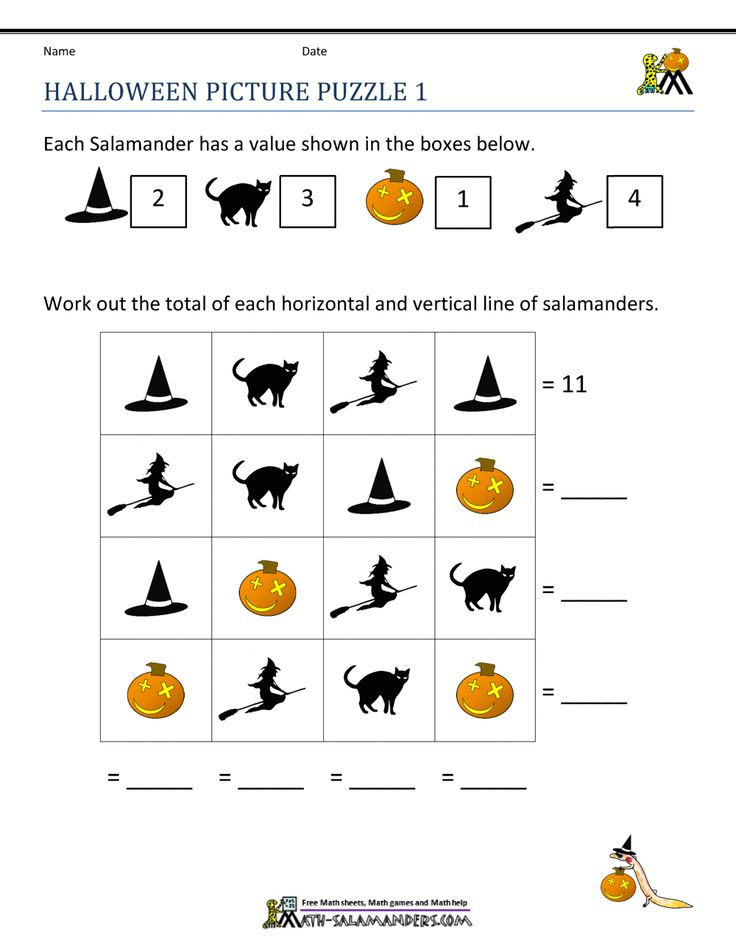 Halloween Picture Puzzle 1 Halloween Math Worksheets Halloween Math 