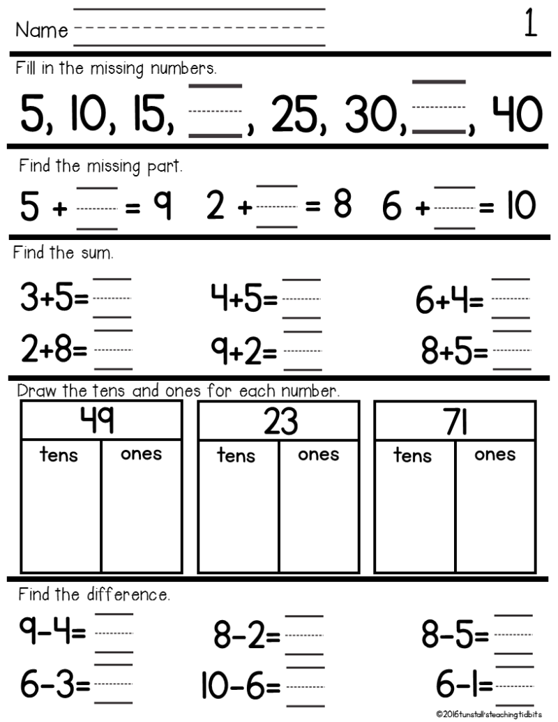 January Resources Tunstall s Teaching Tidbits First Grade Math 