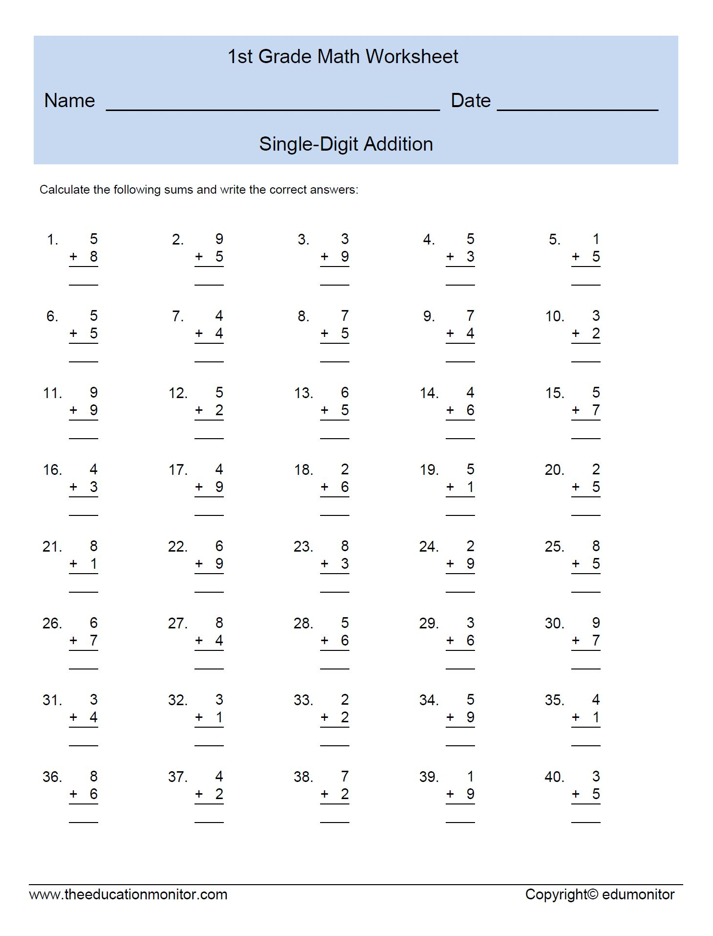 Math For 1St Grader