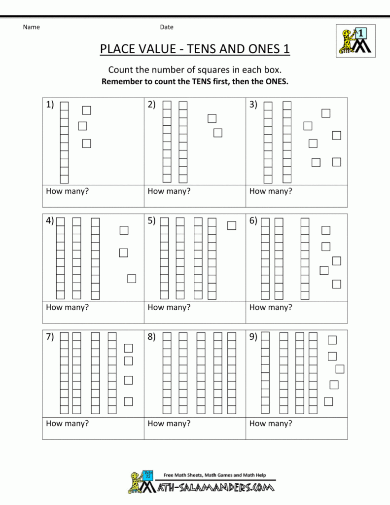 Math Place Value Worksheets To 100 First Grade Math Worksheets 1st 