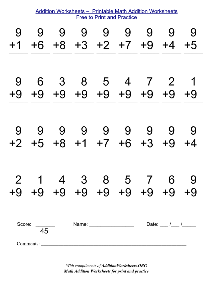 Math Worksheets For Free To Print Math Addition Worksheets 1st Grade 