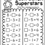 Missing Subtraction Worksheets Worksheet School First Grade Math