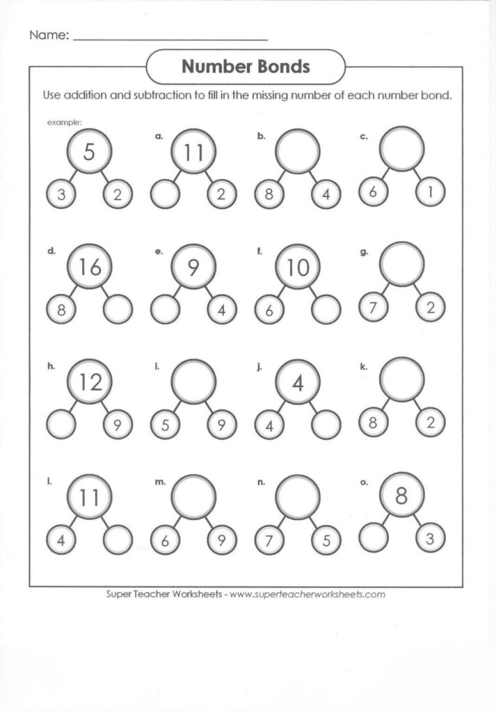 Number Bond Worksheets Kindergarten First Grade Math Worksheets 
