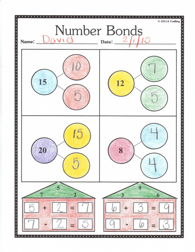Number Bonds Worksheet First Grade Number Bonds Worksheets Numbers 