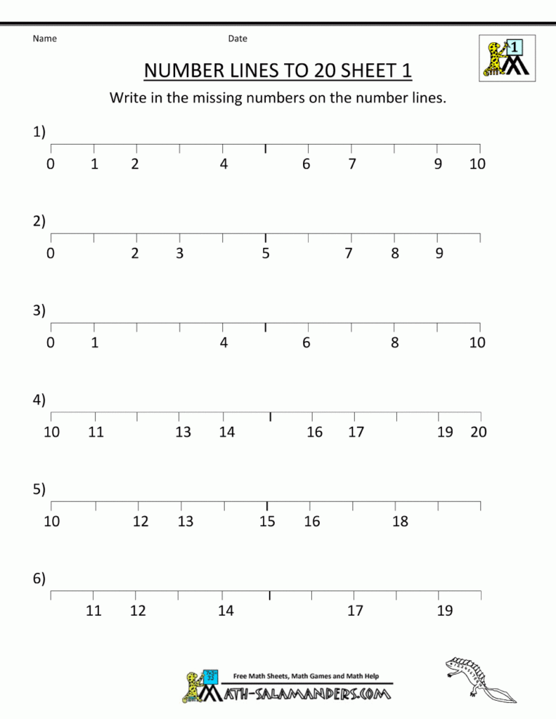 Number Line To 20 Worksheets