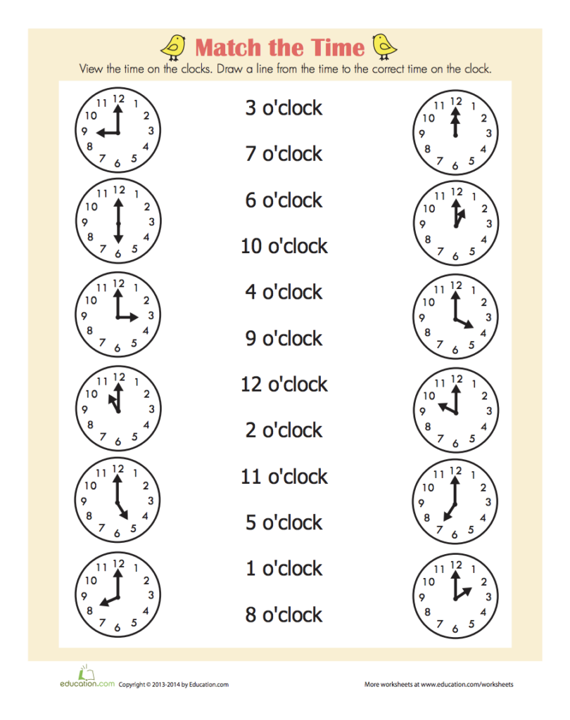 On The Hour Worksheet Education Time Worksheets First Grade 