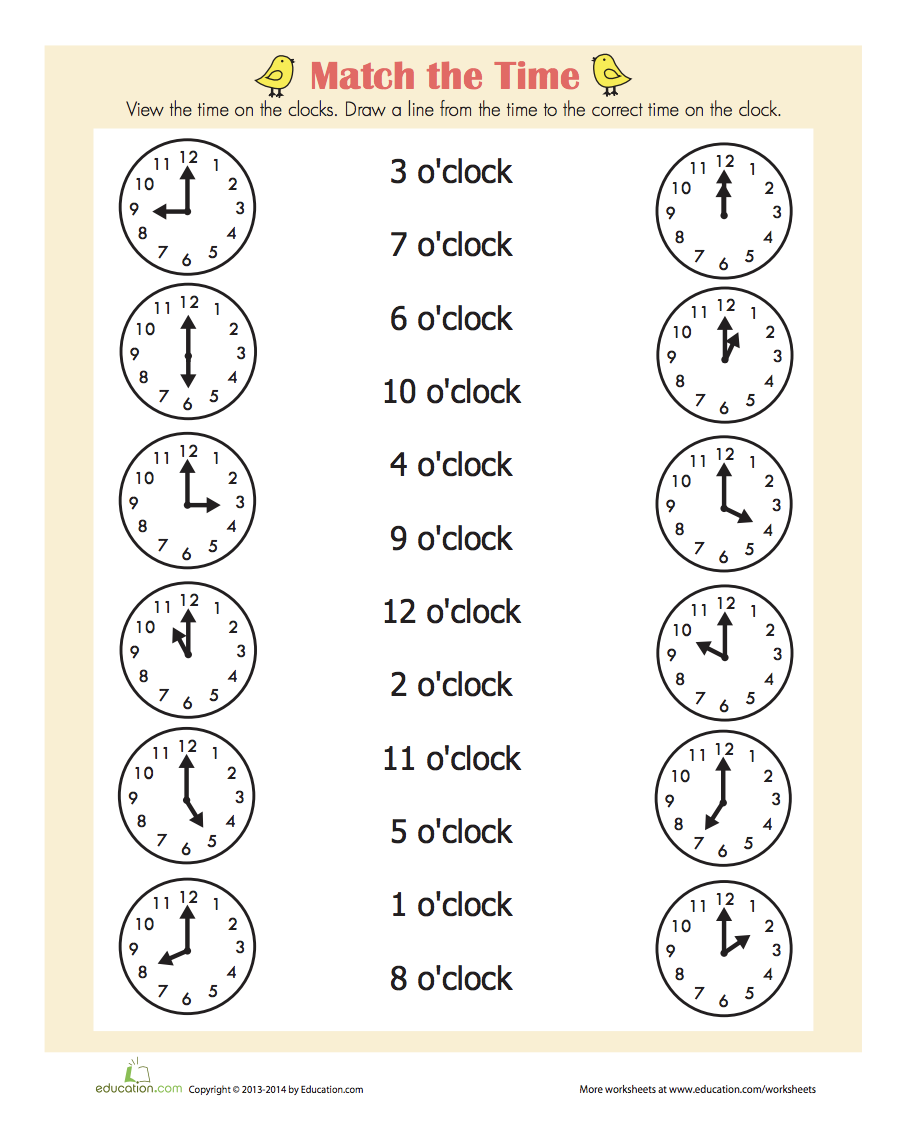 On The Hour Worksheet Education Time Worksheets First Grade 