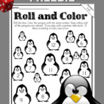 Penguins Math Roll And Color FREE Kindergarten Worksheets Penguin