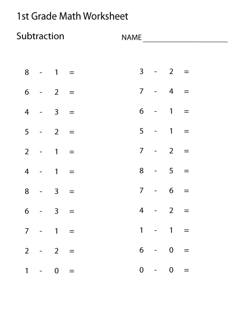 Printable 1st Grade Subtraction Worksheets Learning Printable 1st 