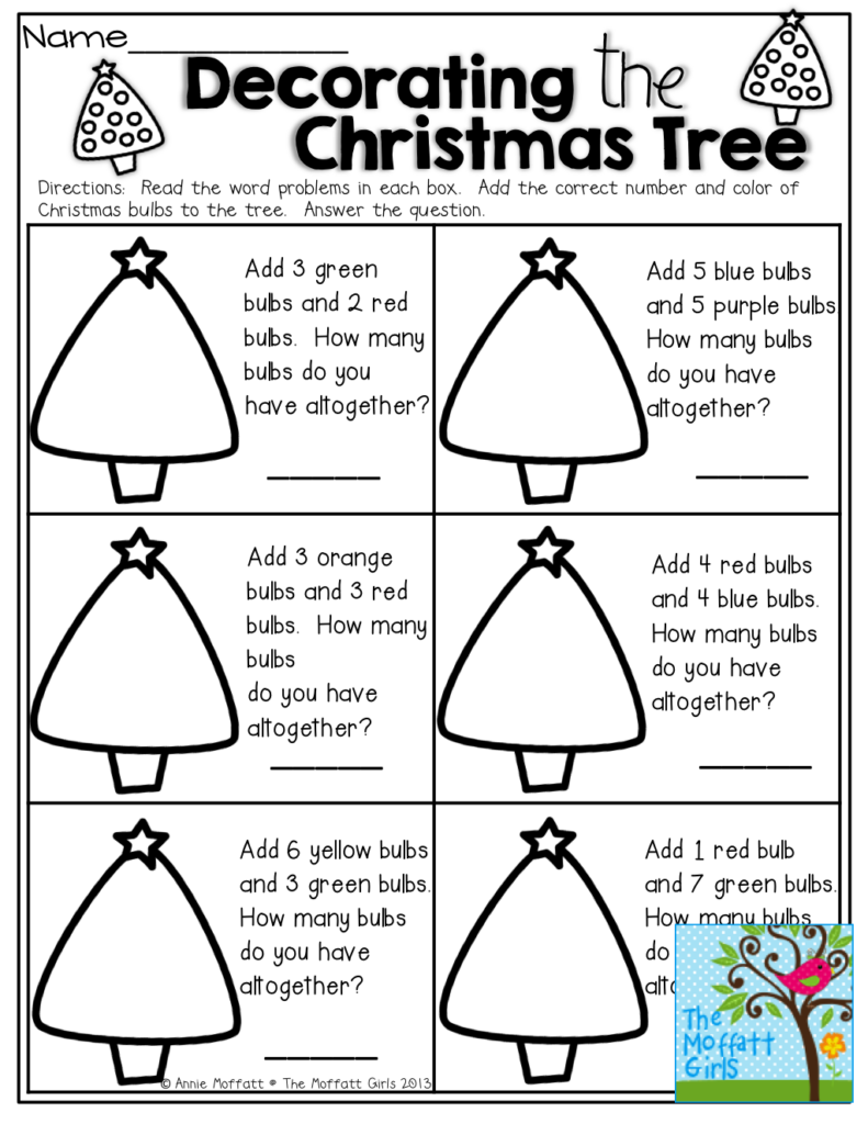 Simple WORD PROBLEMS Decorate The Christmas Tree Christmas 