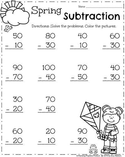 Spring Math Worksheets For First Grade Spring Subtraction Fun Math