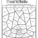 Thanksgiving Color By Number Subtraction Math Worksheets And