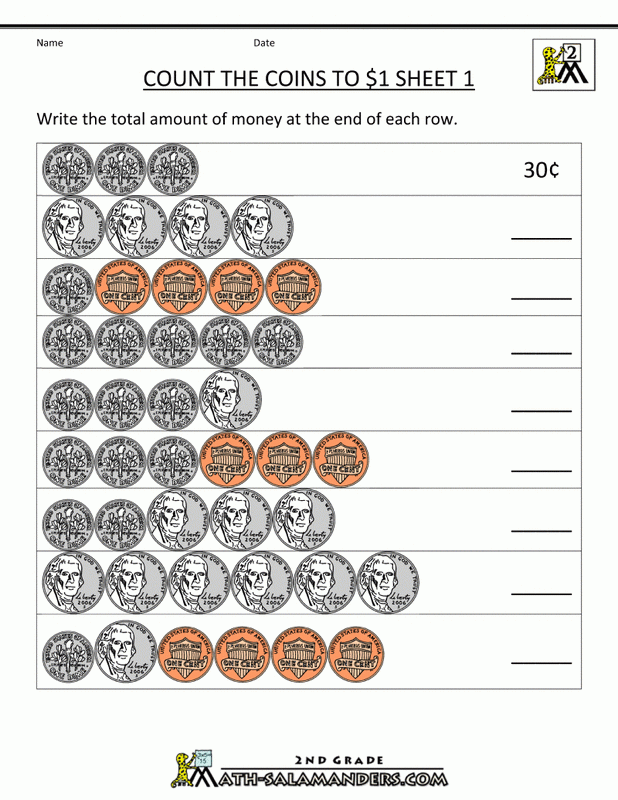 Worksheets For Money Grade 1 Counting Money Worksheets 1st Grade 2