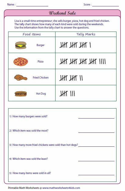 Worksheets Reading Tally Charts 2 Tally Chart Word Problems Tally