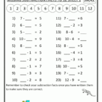 1st Grade Math Facts Subtraction By 3s Printable Worksheet Math