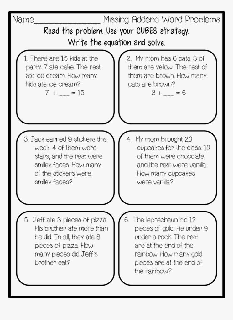 1st Grade Math Word Problems Worksheets Pdf HD Png Download Kindpng