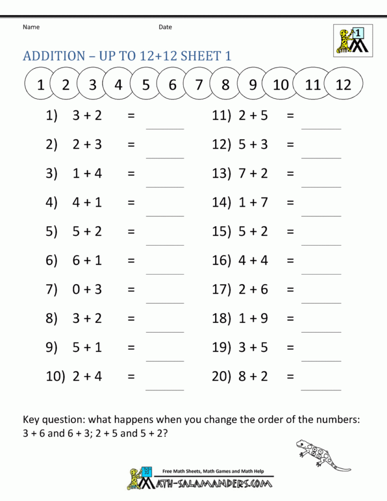 1st grade math worksheets mental addition to 12 1 gif 1 000 1 294 