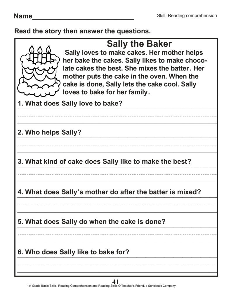 1st Grade Reading Comprehension Worksheets Printable Pdf Worksheet Hero 