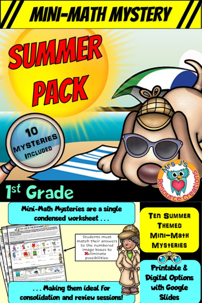 1st Grade Summer Packet Of Mini Math Mysteries Printable Digital 