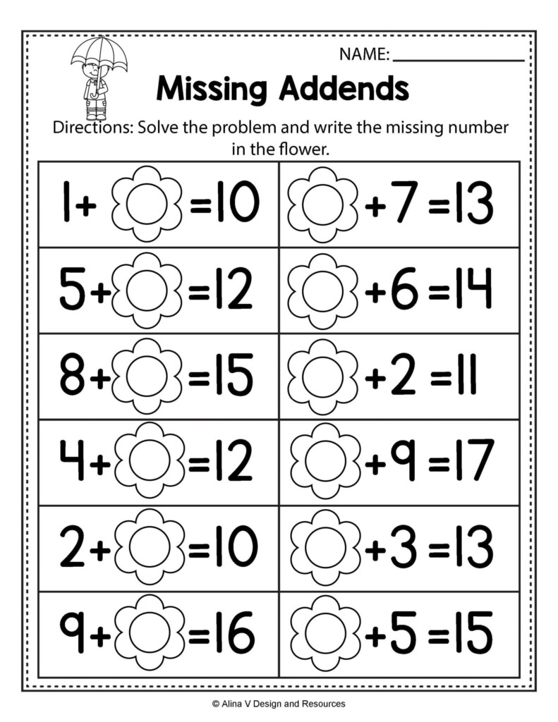 20 Missing Numbers Addition Worksheets Worksheet From Home