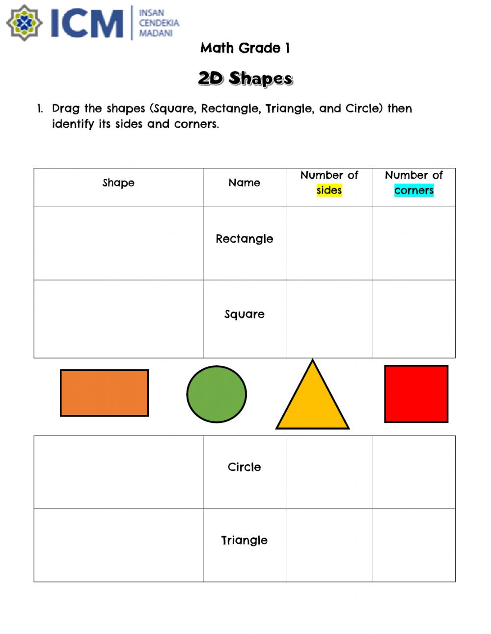 2d Shape Names Worksheet Shapes Worksheets Shapes Naming 2d Shapes 