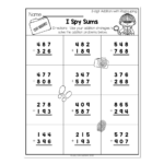 2nd Grade Math Worksheets 3 Digit Addition With Regrouping I Spy