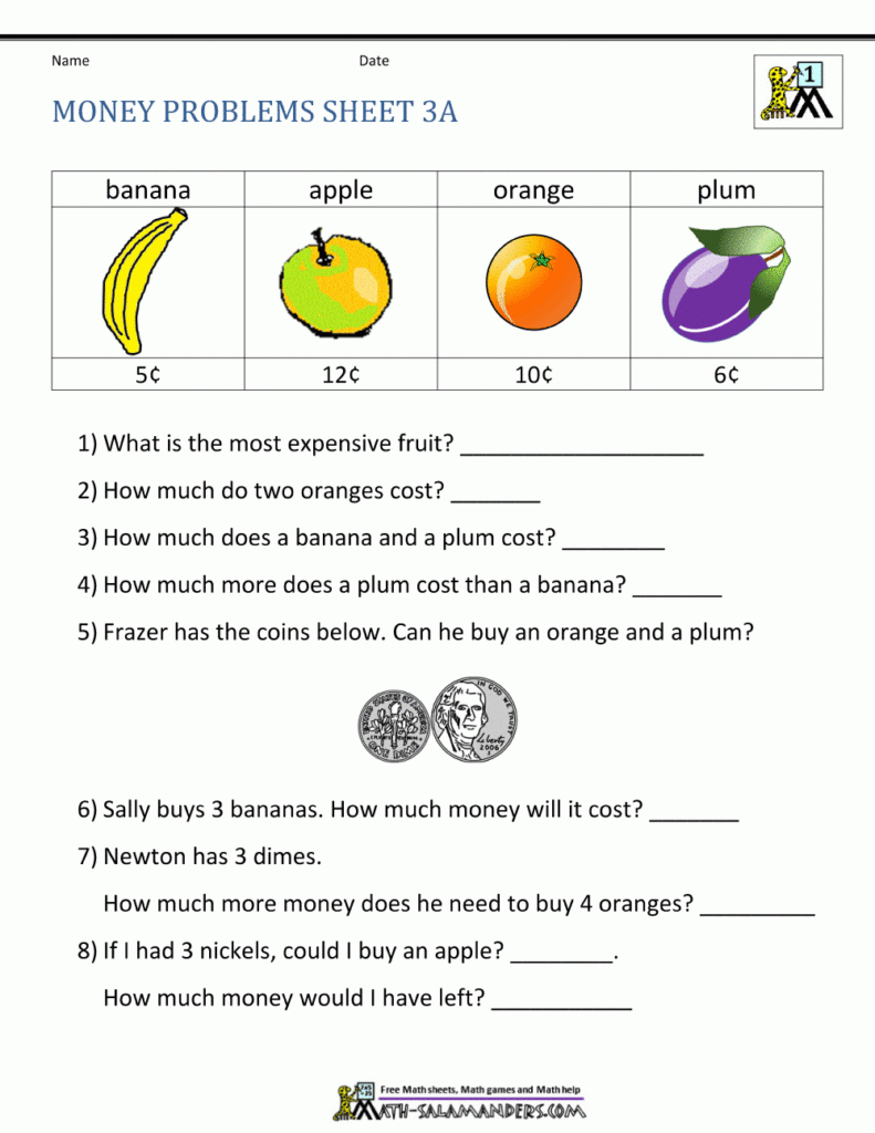 42 MATH WORKSHEETS FOR GRADE 2 COUNTING MONEY