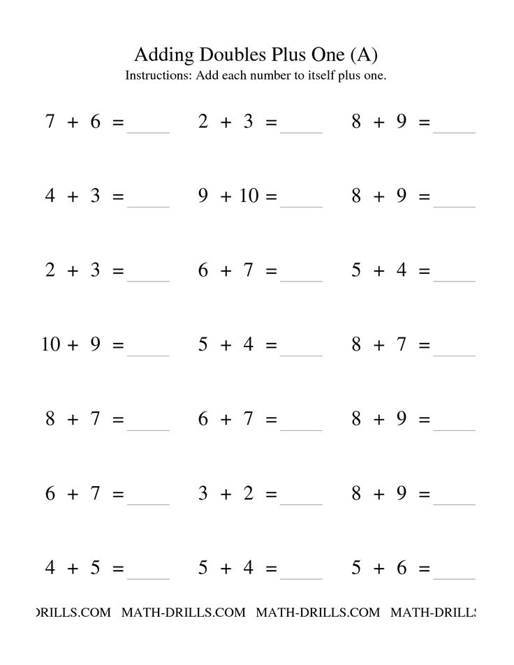 Adding Doubles Plus One All Addition Worksheet Math Fact Worksheets 