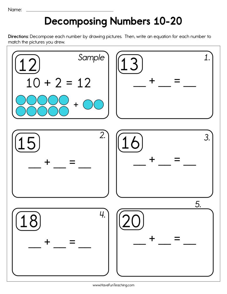 Compose And Decompose Numbers Worksheets