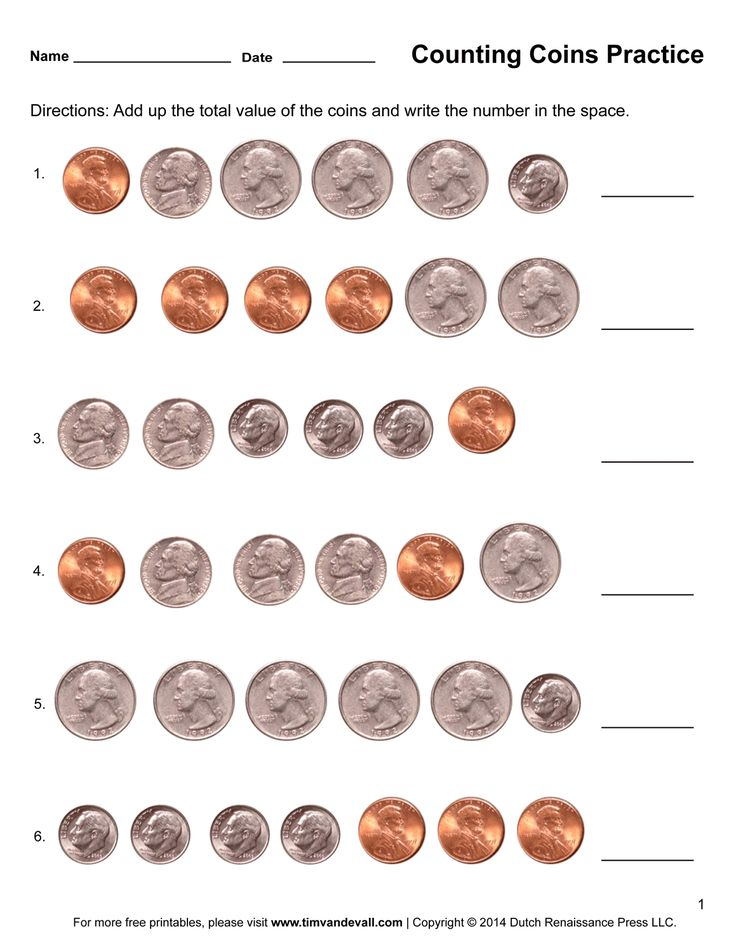 Counting Coins Kindergarten Worksheets