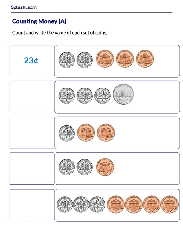 Counting Money Worksheets For 2nd Graders Online SplashLearn
