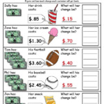 Exchanging Money With Pictures Second Grade Math Worksheets Free