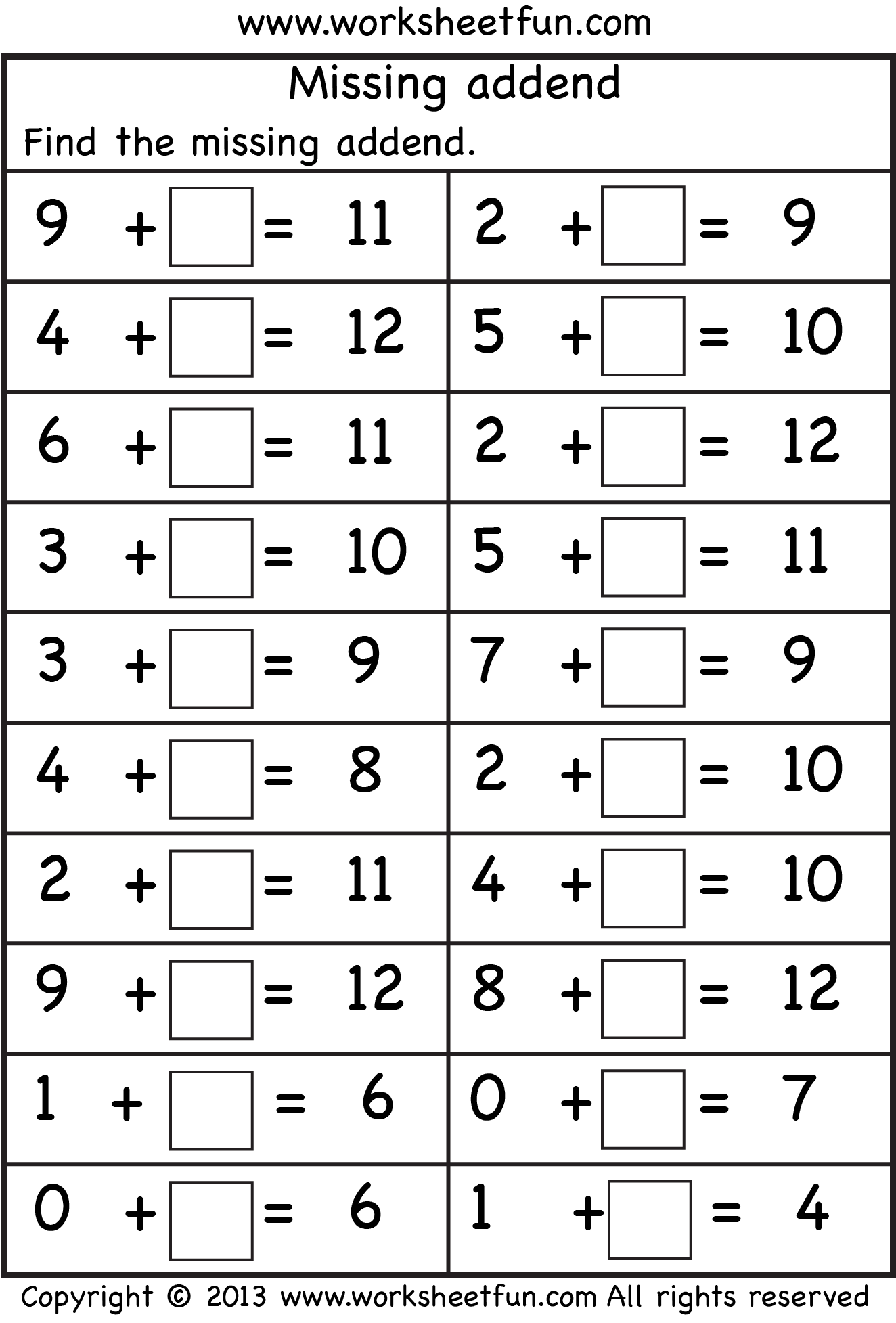 First Grade Math Sheets